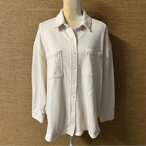 Aerie LumberJane Fleece Shirt Womens Medium Cream Oversized